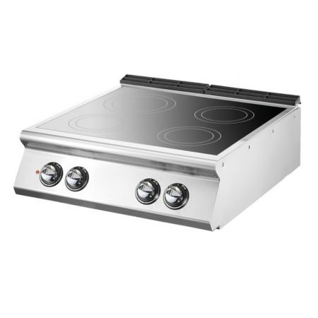 Fourneau profondeur 700 Plaque vitrocéramique 4 zones de cuisson Triphasé 10 kW - Virtus - VS7080PVET Fourneau profondeur 700 Plaque vitrocéramique 4 zones de cuisson Triphasé 10 kW - Virtus - VS7080PVET
