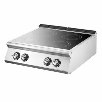 Plaque vitrocéramique triphasée à poser avec 4 foyers puissance 10 kW Plaque vitrocéramique triphasée à poser avec 4 foyers puissance 10 kW