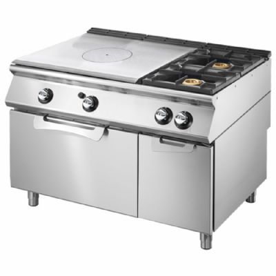 Fourneau gaz plaque coup de feu sur four gaz GN 2/1 avec 2 foyers Fourneau gaz plaque coup de feu sur four gaz GN 2/1 avec 2 foyers