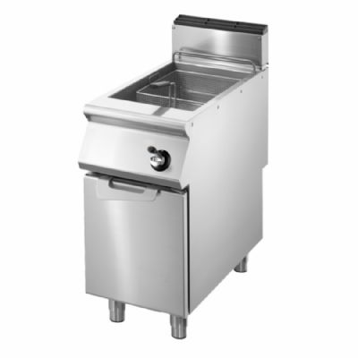 Friteuse gaz sur pied inox avec 1 bac 13 L puissance 12 kW Friteuse gaz sur pied inox avec 1 bac 13 L puissance 12 kW