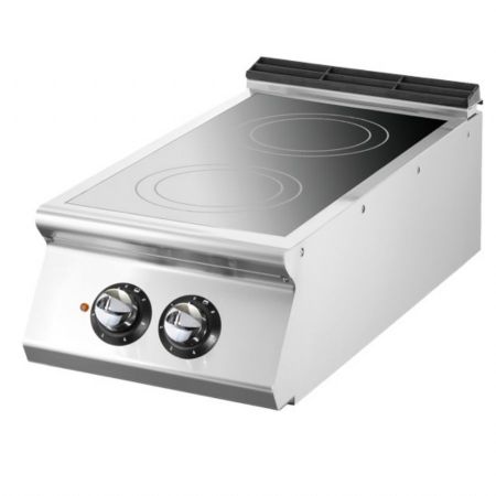 Fourneau profondeur 900 Plaque induction 2 zones de cuisson Ø280 mm Triphasé 10 kW - Virtus - VS9040INDT