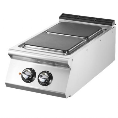Fourneau profondeur 900 électrique à poser 2 plaques carrées en fonte Triphasé 7 kW - Virtus - VS9040PCEST