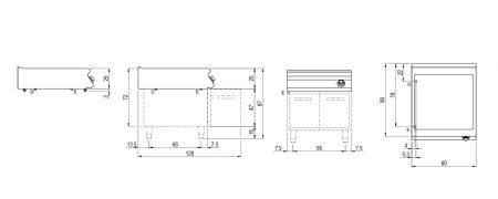Bain-marie professionnel lectrique  poser GN 2/1+2x GN 1/3