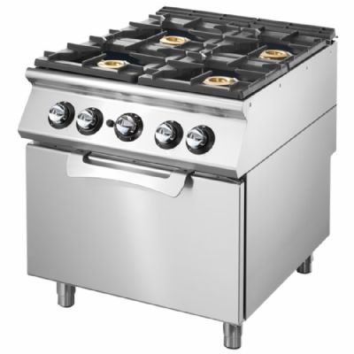 Cuisinière gaz avec four gaz statique GN 2/1 - 4 foyers - 900 x 800 x 870 mm Cuisinière gaz avec four gaz statique GN 2/1 - 4 foyers - 900 x 800 x 870 mm