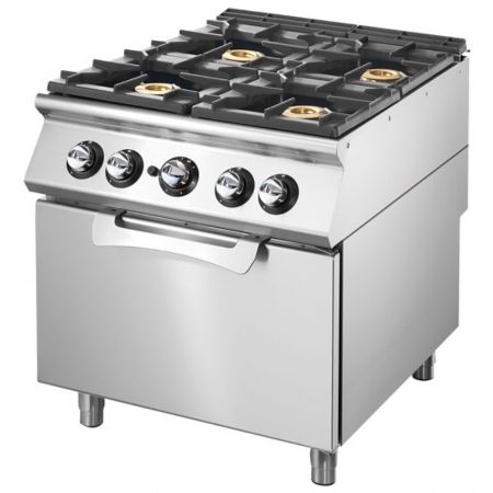 Fourneau profondeur 900 sur four gaz statique GN 2/1, 4 brûleurs gaz - Virtus - VS9080CFG