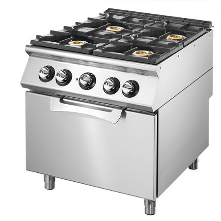 Fourneau profondeur 900 Cuisinière gaz sur four électrique statique GN 2/1, 4 brûleurs - Virtus - VS9080CFGE