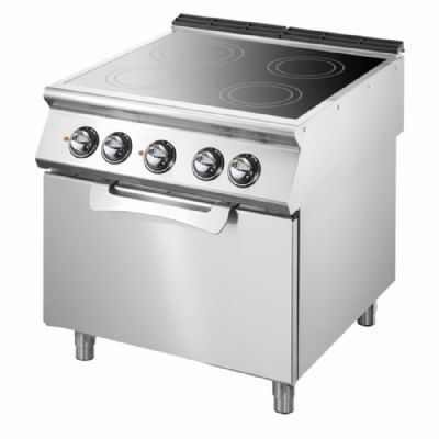 Cuisinière vitrocéramique avec four électrique statique GN 2/1 et 4 zones Cuisinière vitrocéramique avec four électrique statique GN 2/1 et 4 zones