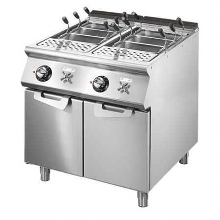 Cuiseur à pâte pro profondeur 900 électrique, 2 bacs GN 1/1 de 40 L, résistances fixes, Triphasé 18 kW - Virtus - VS9080CPES