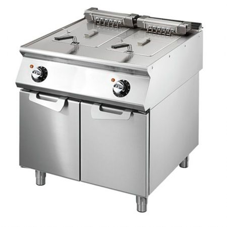 Friteuse cuisine pro profondeur 900 triphasé, capacité 2 x 15 L, 20.4 kW - Virtus - VS9080FRE15 Friteuse cuisine pro profondeur 900 triphasé, capacité 2 x 15 L, 20.4 kW - Virtus - VS9080FRE15