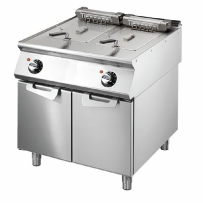 Friteuse électrique sur poste inox commandes manuelles avec 2x15 L Friteuse électrique sur poste inox commandes manuelles avec 2x15 L