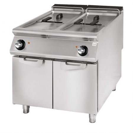Friteuse cuisine pro profondeur 900 triphasé, capacité 2 x 21 litres, 40 kW - Virtus - VS9080FRE21 Friteuse cuisine pro profondeur 900 triphasé, capacité 2 x 21 litres, 40 kW - Virtus - VS9080FRE21