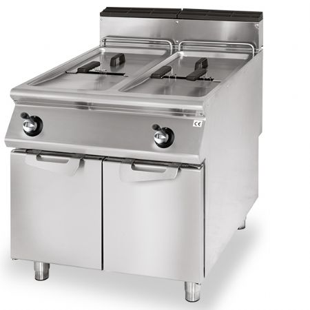 Friteuse cuisine pro profondeur 900 gaz, capacité 2 x 13 litres, 24 kW - Virtus - VS9080FRGS13 Friteuse cuisine pro profondeur 900 gaz, capacité 2 x 13 litres, 24 kW - Virtus - VS9080FRGS13