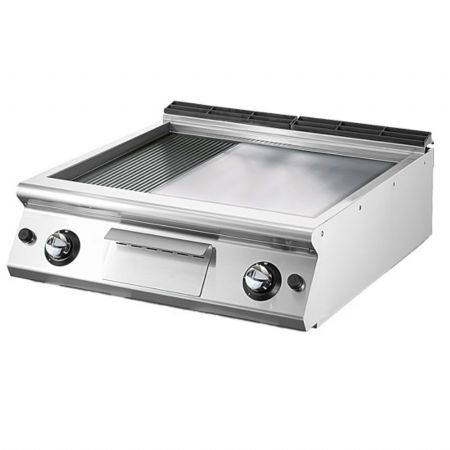 Plaque à snacker pro profondeur 900 Gaz 1/3 rainurée et 2/3 lisse 14 kW - Virtus - VS9080FTRGVT