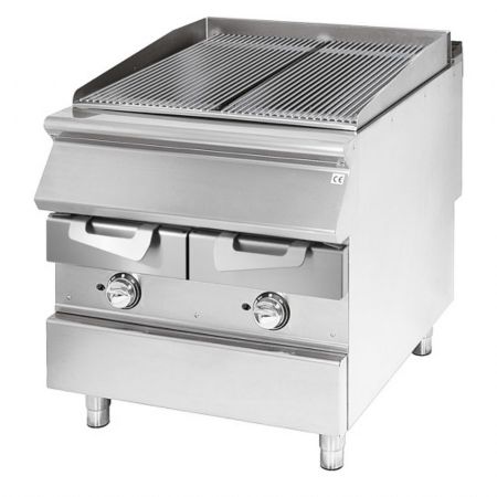 Grill pierre de lave profondeur 700 gaz, zone de cuisson en inox 800x900x870 mm - Virtus - VS9080GRACQG