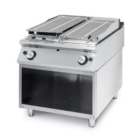 Grill pierre de lave profondeur 900 Gaz, zone de cuisson en inox, viande/poisson, 800x900x850 mm - Virtus - VS9080GRL