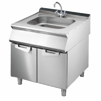 Évier inox sur coffre 2 portes avec bac 900 x 800 x 870 mm Évier inox sur coffre 2 portes avec bac 900 x 800 x 870 mm