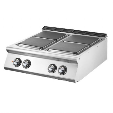 Fourneau profondeur 900 4 plaques carrées en fonte Triphasé 14 kW - Virtus - VS9080PCEST