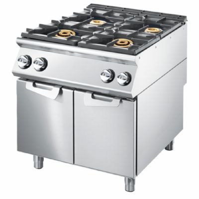 Cuisinière gaz 4 feux sur soubassement avec portes puissance 36 kW Cuisinière gaz 4 feux sur soubassement avec portes puissance 36 kW
