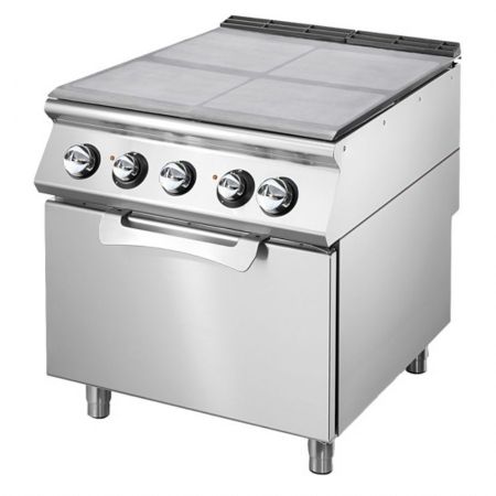 Fourneau profondeur 900 Plaque coup de feu électrique sur four électrique statique GN 2/1, 4 zones de cuisson Triphasé 19,6 kW - Virtus - VS9080TPFE