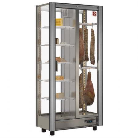 Vitrine réfrigérée traversante charcuterie grise métallisé positive 860 mm réserve - Diamond - VSA-1/TR-R2