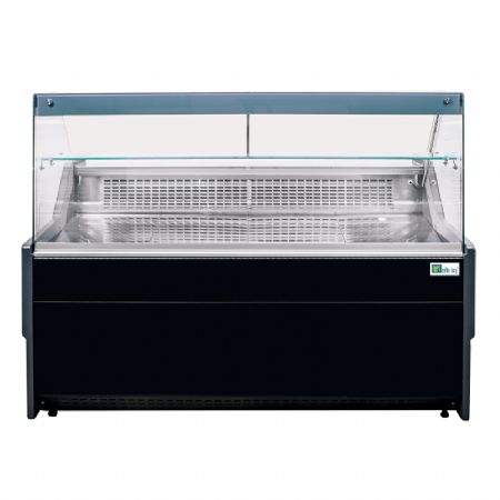 Vitrine de prsentation comptoir noir vitre droite de largeur 2090mm avec vitrine rfrigre