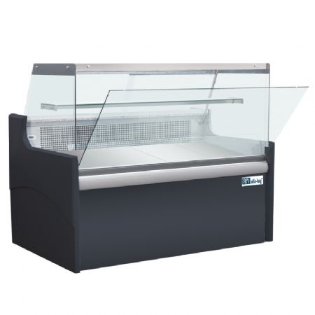 Vitrine de prsentation comptoir gris vitre droite de largeur 2090mm avec vitrine rfrigre