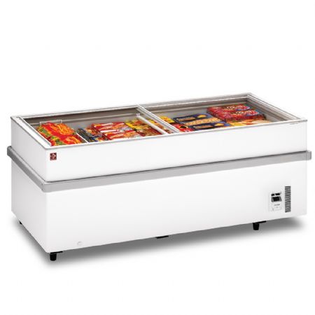 Congélateur horizontal supermarché panoramique surgelés 2 compresseurs, 1 température, couvercles vitrés coulissants, capacité 780 L, 1550x960x780 mm - Diamond Promo - VT150E/N-R2 Congélateur horizontal supermarché panoramique surgelés 2 compresseurs, 1 température, couvercles vitrés coulissants, capacité 780 L, 1550x960x780 mm - Diamond Promo - VT150E/N-R2