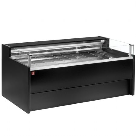 Comptoir vitrine réfrigéré à vitre Self-service, ventilé, avec réserve - Noir - Diamond - VZ20/B5-VR2/SS