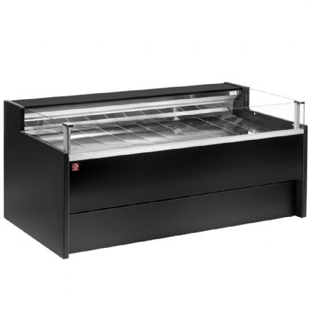 Comptoir réfrigéré professionnel ventilé avec réserve 2500 mm noir - Diamond - VZ25/B5-VR2/SS