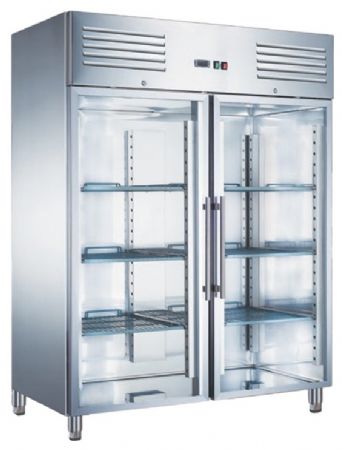 Armoire réfrigérée professionnelle 2 portes vitrées inox 1400 L - Furnotel - W141PVX