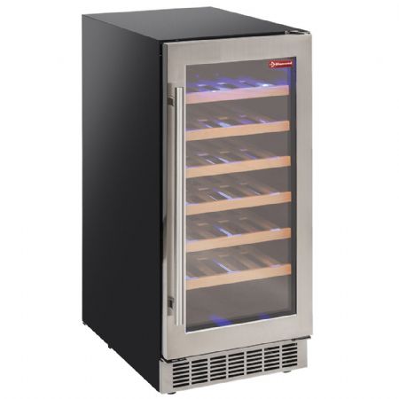 Cave à Vins ventilée, porte en acier inox, 106 L, 34 bouteilles, 6 étagères, positive - Diamond Promo - WCB/12-T1 Cave à Vins ventilée, porte en acier inox, 106 L, 34 bouteilles, 6 étagères, positive - Diamond Promo - WCB/12-T1