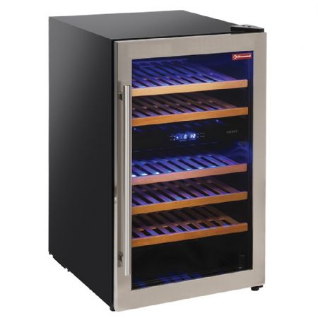 Cave à Vins Vitrine ventilée, porte en acier inox, 140 L - 2 températures - Noire - Diamond Promo - WCB/16-T2 Cave à Vins Vitrine ventilée, porte en acier inox, 140 L - 2 températures - Noire - Diamond Promo - WCB/16-T2