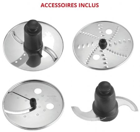 Robot de cuisine mixer cutter avec 1 couteau et 3 disques pour utilisation intensive