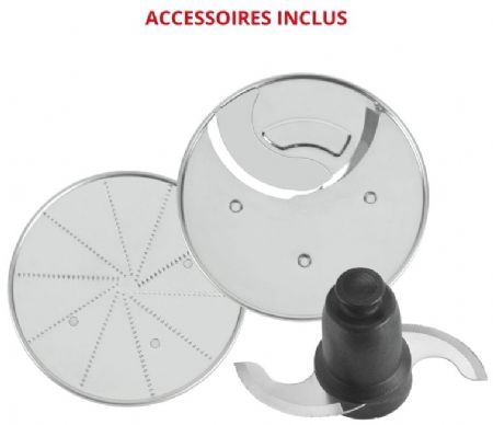 Robot de cuisine mixer cutter bol 1,75 L avec 1 couteau et 2 disques