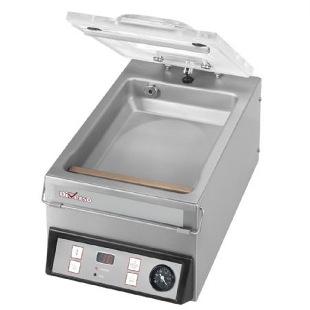 Machine Sous Vide couvercle bombé, cuve acier inox - 4 m³/h, barre de soudure 220 mm, 279x440x252/550 mm - Diverso By Diamond - WR-22X31-B