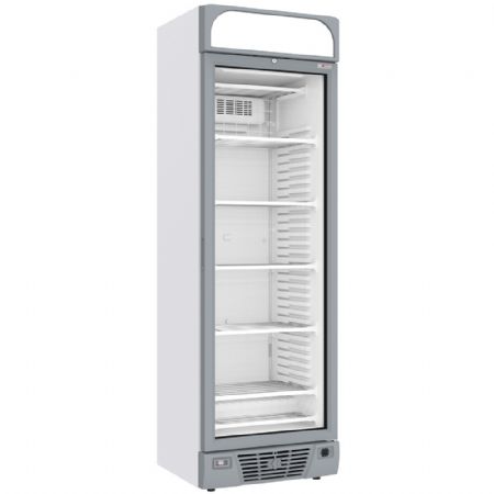 Armoire réfrigérée négative vitrée 374 litres avec 5 niveaux fixes et caisson lumineux - Blanche - Diverso By Diamond - WR-39CA-WN