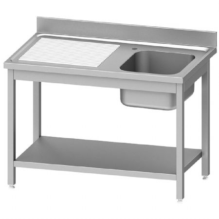 �vier inox 1 cuve avec �gouttoir � gauche et �tag�re basse 1400x700x900 mm