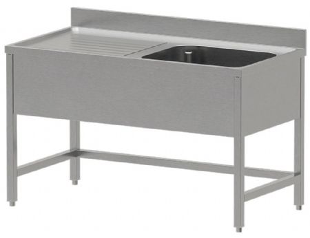 Plonge inox 1 cuve avec égouttoir à gauche 1400x700x850/880 mm - Diverso by Diamond - WR-C1E1-DS4