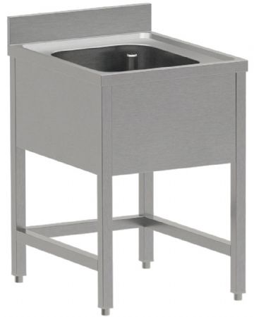 Plonge inox 1 cuve droite AISI 304 dimensions 600x700x850/880 mm - Diverso by Diamond - WR-C1EX-DX1