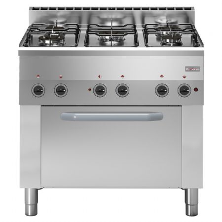 Cuisinière professionnelle 5 feux gaz, four à convection électrique 4x GN 1/1, puissance gaz - Diverso By Diamond - WR-C5FV-65 Cuisinière professionnelle 5 feux gaz, four à convection électrique 4x GN 1/1, puissance gaz - Diverso By Diamond - WR-C5FV-65