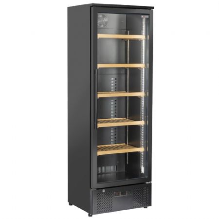 Cave à Vins Vitrine 300 L, 1 température, 108 bouteilles, 5 clayettes, Noire - Diverso By Diamond - WR-CWP1-38