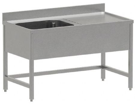 Plonge inox 1 cuve égouttoir droite inox 1400x700x850/880 mm - Diverso by Diamond - WR-E1C1-DD4