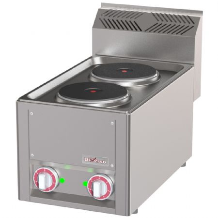 Fourneau profondeur 600 électrique 2 plaques 4 kW - Diverso By Diamond - WR-E2PT-02