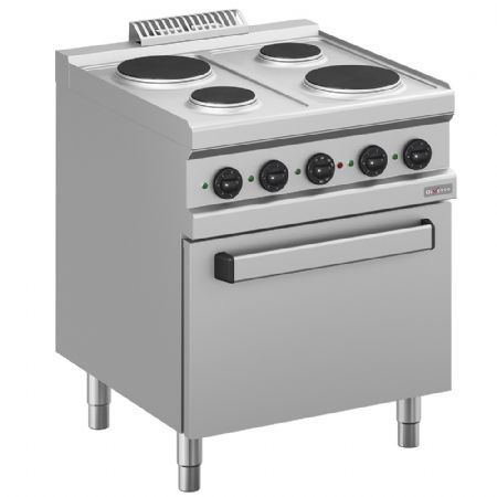 Cuisinière professionnelle 4 plaques et four GN 2/1 électrique 13.5 kW - Diverso By Diamond - WR-E4PF-F3