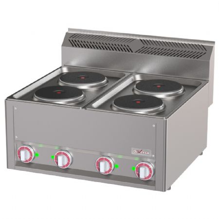 Fourneau profondeur 600 électrique 4 plaques 8 kW - Diverso By Diamond - WR-E4PT-18