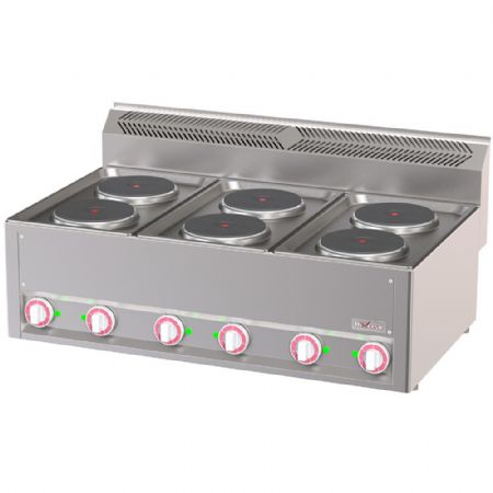 Fourneau profondeur 600 électrique 6 plaques 12 kW - Diverso By Diamond - WR-E6PT-19