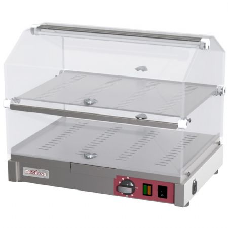 Vitrine chauffante professionnelle 2 niveaux 500x355x415 mm Monophasé 0.4 kW - Diverso By Diamond - WR-EVC2-65