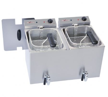 Friteuse de table lectrique double cuve 8 litres avec robinet de vidange