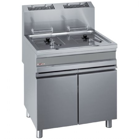 Friteuse professionnelle sur Coffre gaz 2 cuves 15 litres avec armoire - Diverso By Diamond - WR-GF30-G2