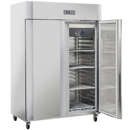 Armoire frigorifique ventile 1200 Lit. 2 portes GN 2/1 sur roues 2 avec freins